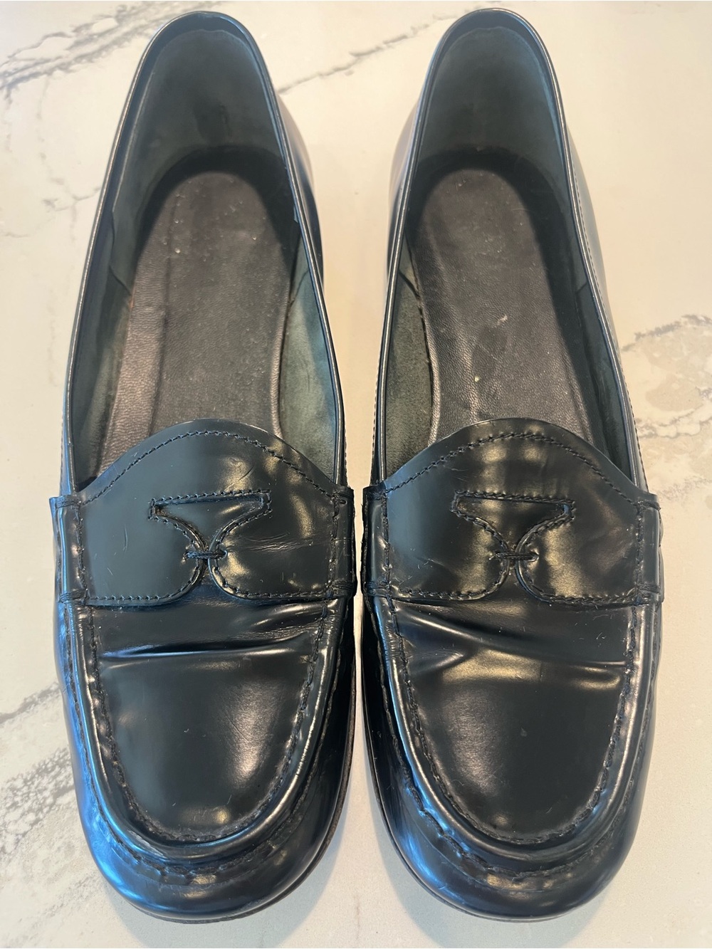 Prada Brushed Leather Penny Loafers women SZ 37 US 7 Peek A Boo Good Condition